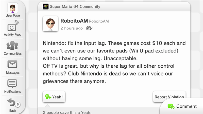 Illustration for article titled Miiverse Reacts To Super Mario 64 On Wii U